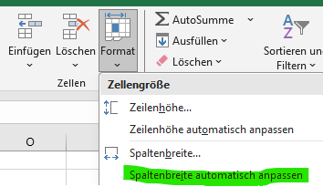 automatische Spaltenbreite