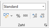 Zahlenformat im Menu